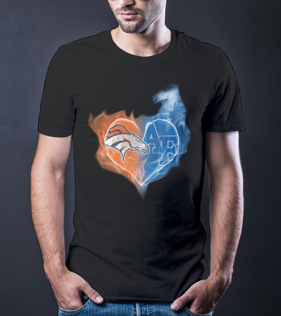 Broncos Air Force Falcons Heart T-Shirt