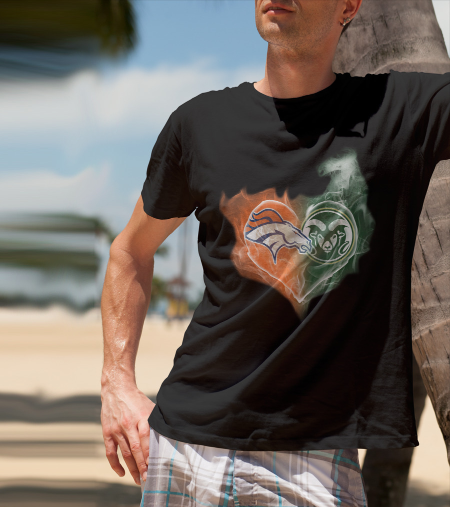 Broncos Rams Heart Shape Fusion T-Shirt