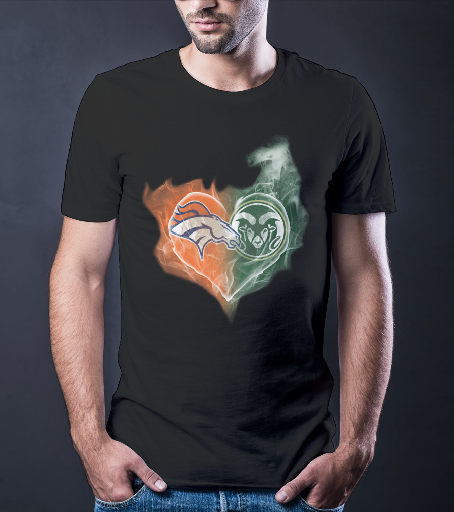 Broncos Rams Heart Shape Fusion T-Shirt