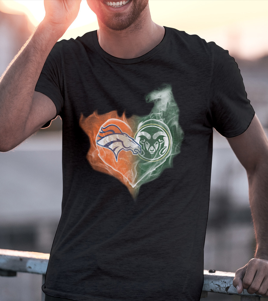Broncos Rams Heart Shape Fusion T-Shirt