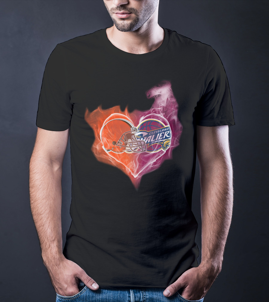 Cleveland Browns Cavaliers Heart Flame T-Shirt