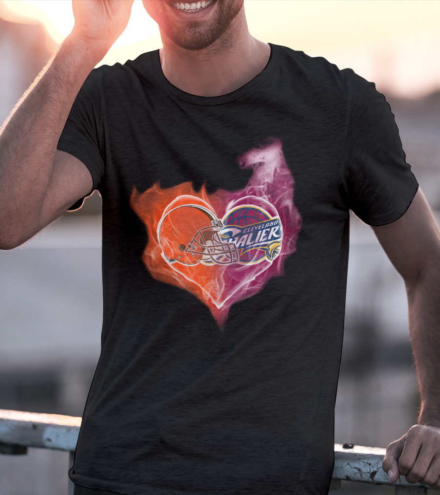 Cleveland Browns Cavaliers Heart Flame T-Shirt