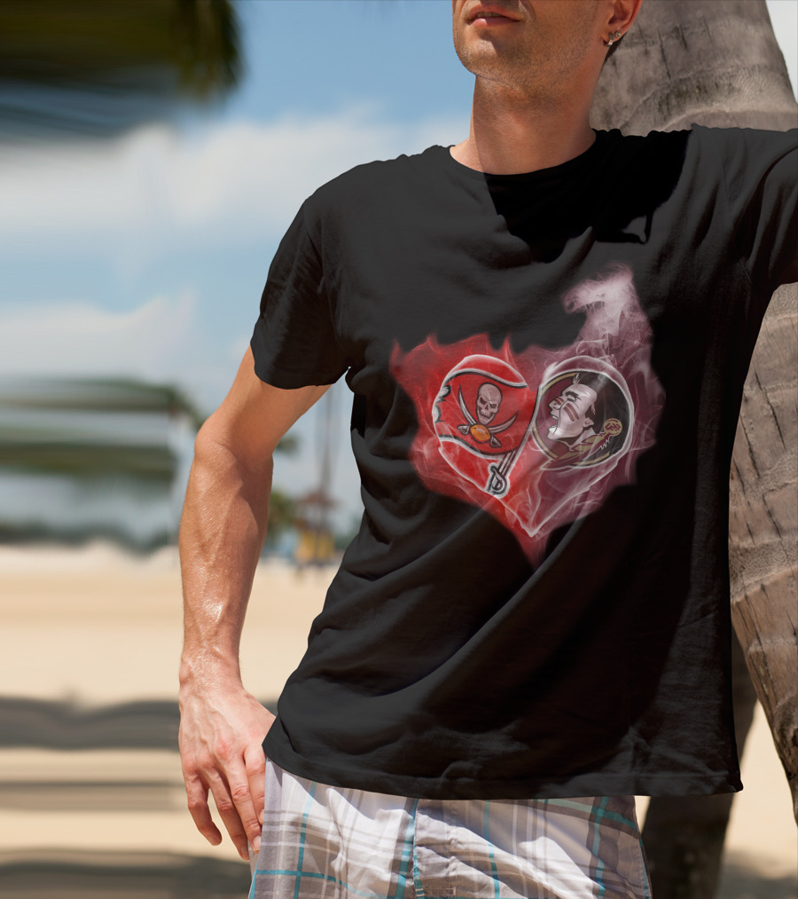Buccaneers Florida State Seminoles Heart Smoky T-Shirt
