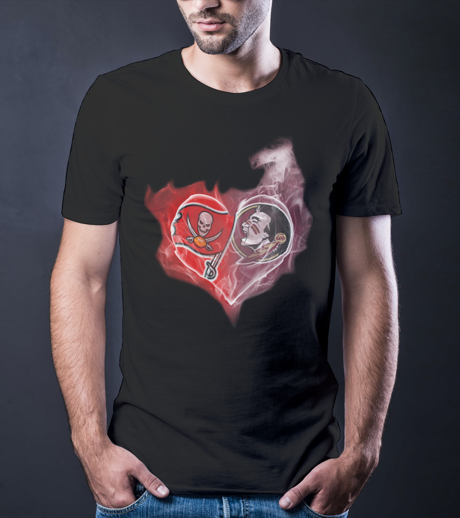 Buccaneers Florida State Seminoles Heart Smoky T-Shirt
