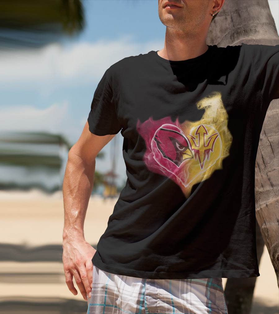 Cardinals Arizona State Sun Devils Heart T-Shirt