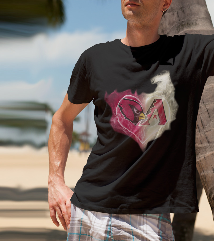 Cardinals Arizona Diamondbacks Heart Logo Fusion T-Shirt