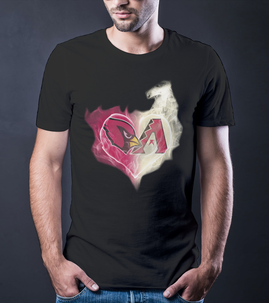 Cardinals Arizona Diamondbacks Heart Logo Fusion T-Shirt