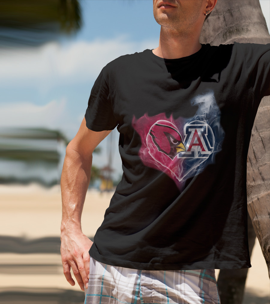 Cardinals Arizona Wildcats Heart Logo Smoke T-Shirt