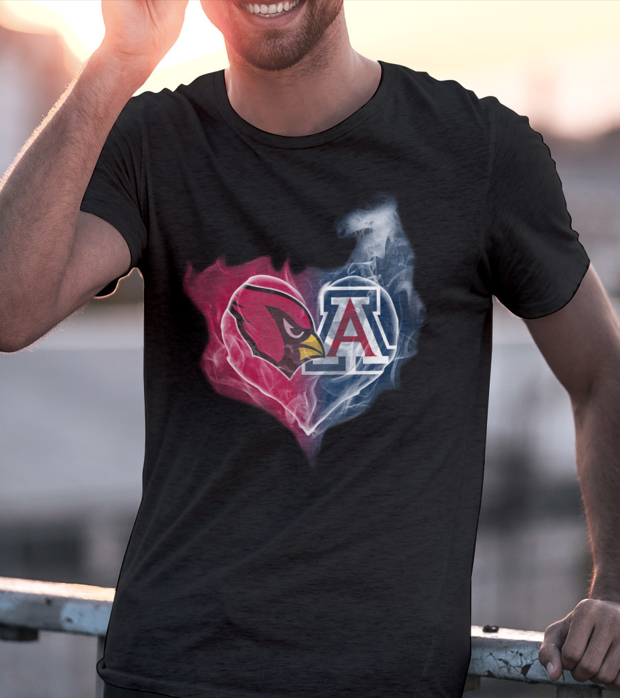 Cardinals Arizona Wildcats Heart Logo Smoke T-Shirt