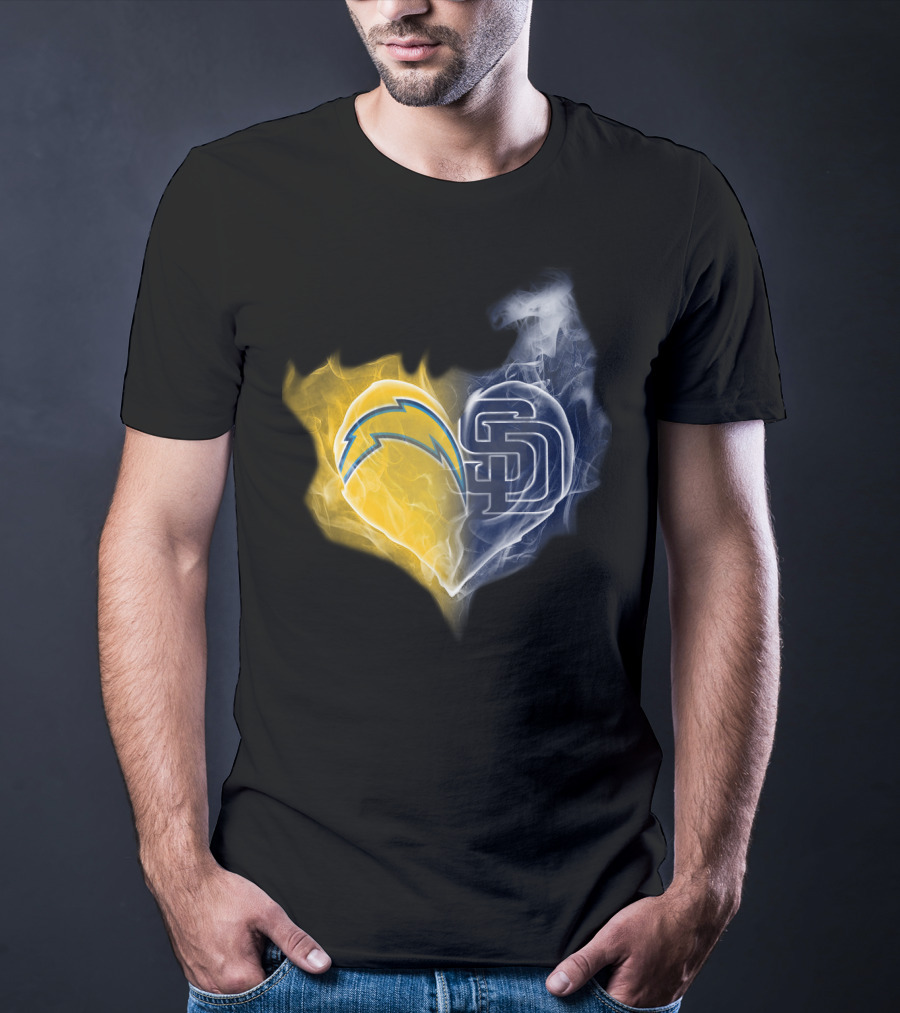 Chargers Padres Heart Symbol Collaboration T-Shirt