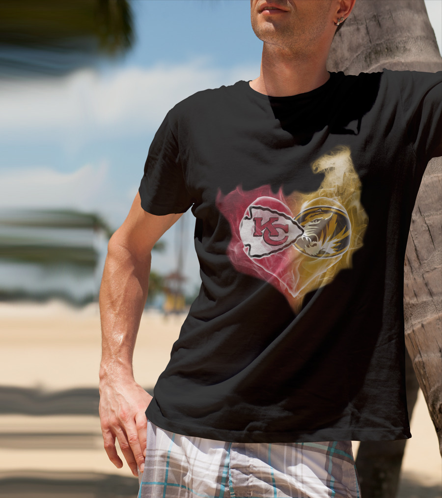 Chiefs Missouri Tigers Kc Smoke Heart T-Shirt