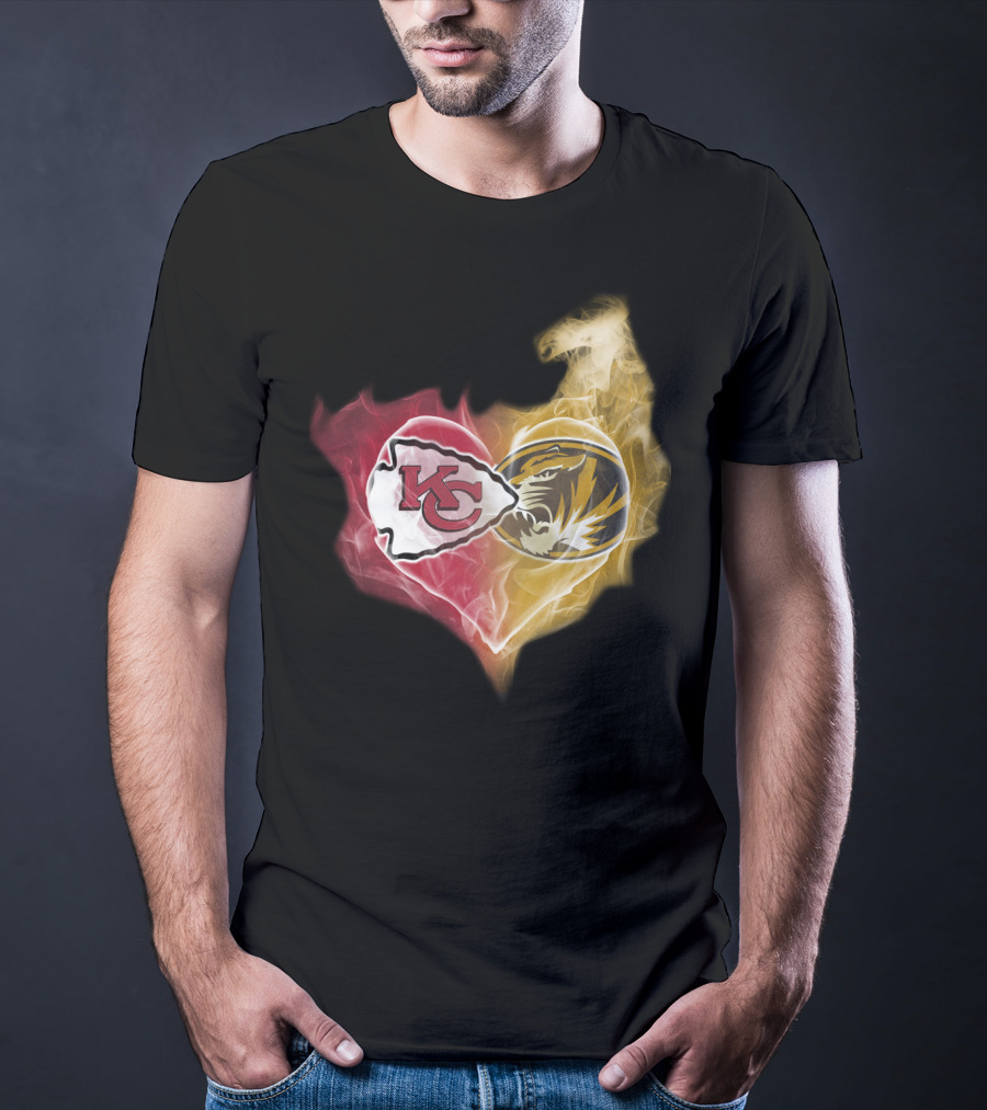 Chiefs Missouri Tigers Kc Smoke Heart T-Shirt