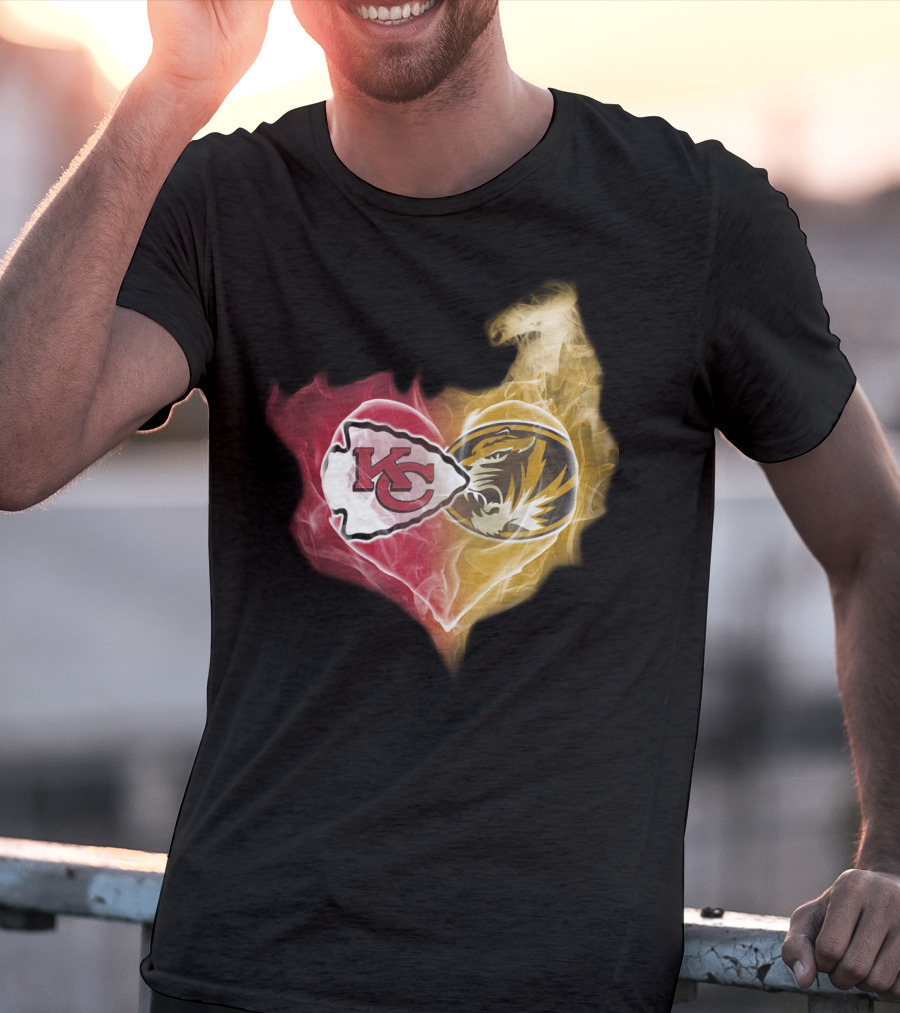 Chiefs Missouri Tigers Kc Smoke Heart T-Shirt