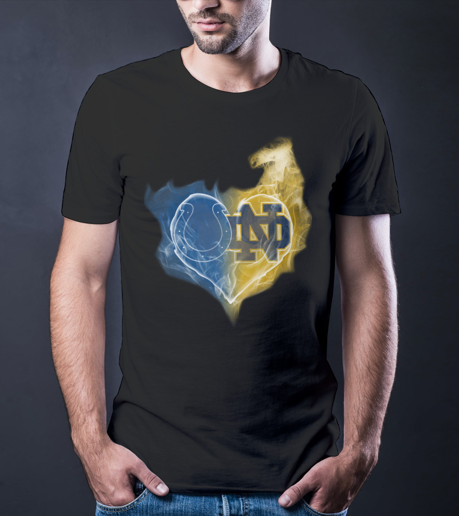 Colts Notre Dame Fighting Irish Flame Heart T-Shirt