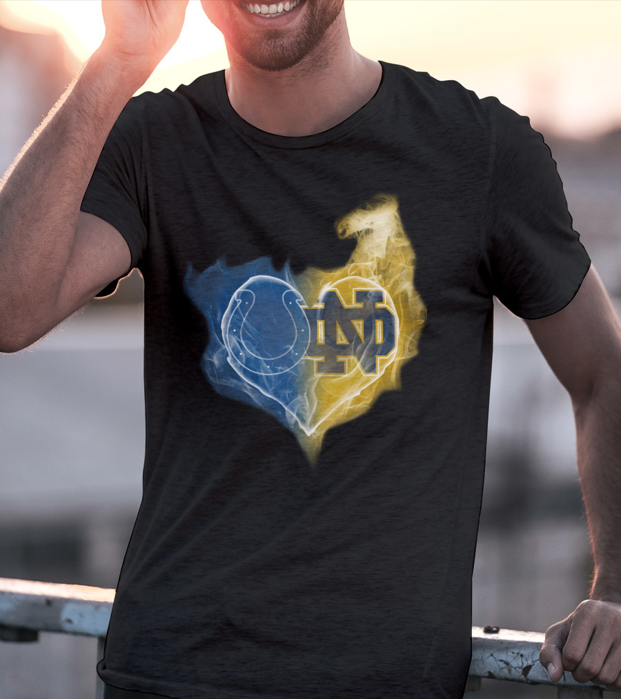 Colts Notre Dame Fighting Irish Flame Heart T-Shirt