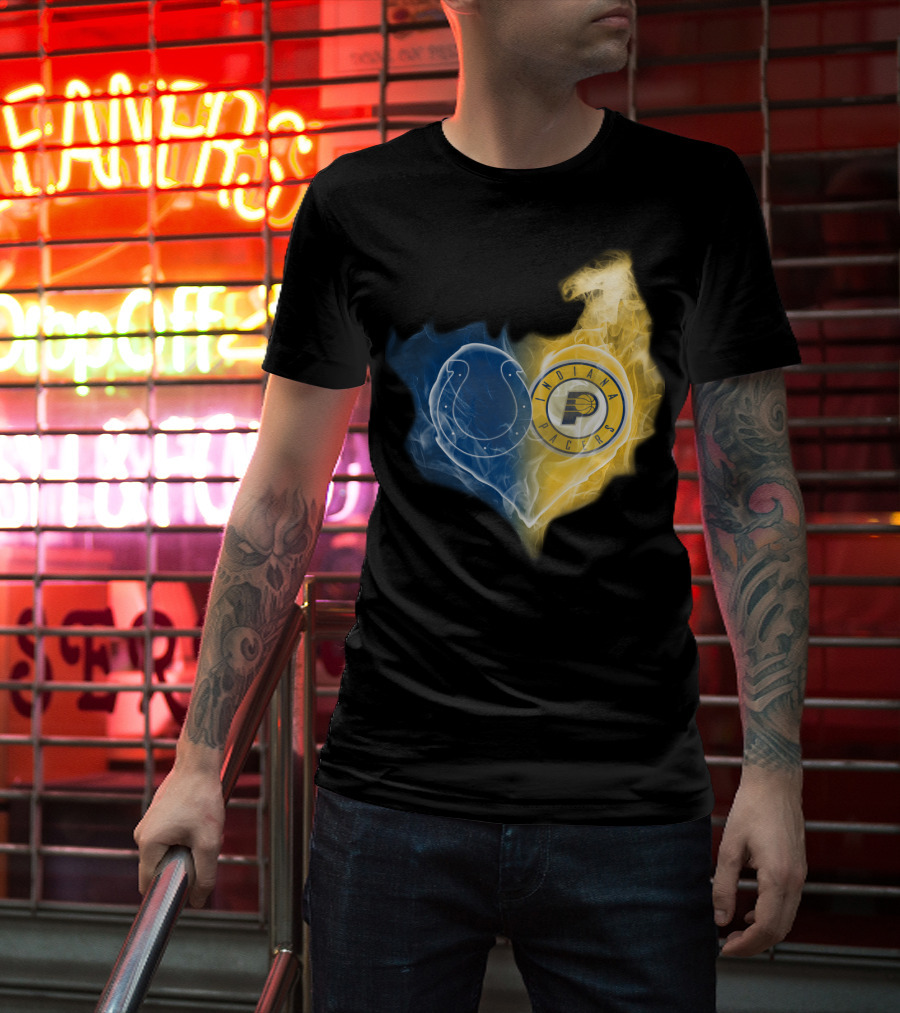 Colts Indiana Pacers Heart Logo Fusion T-Shirt