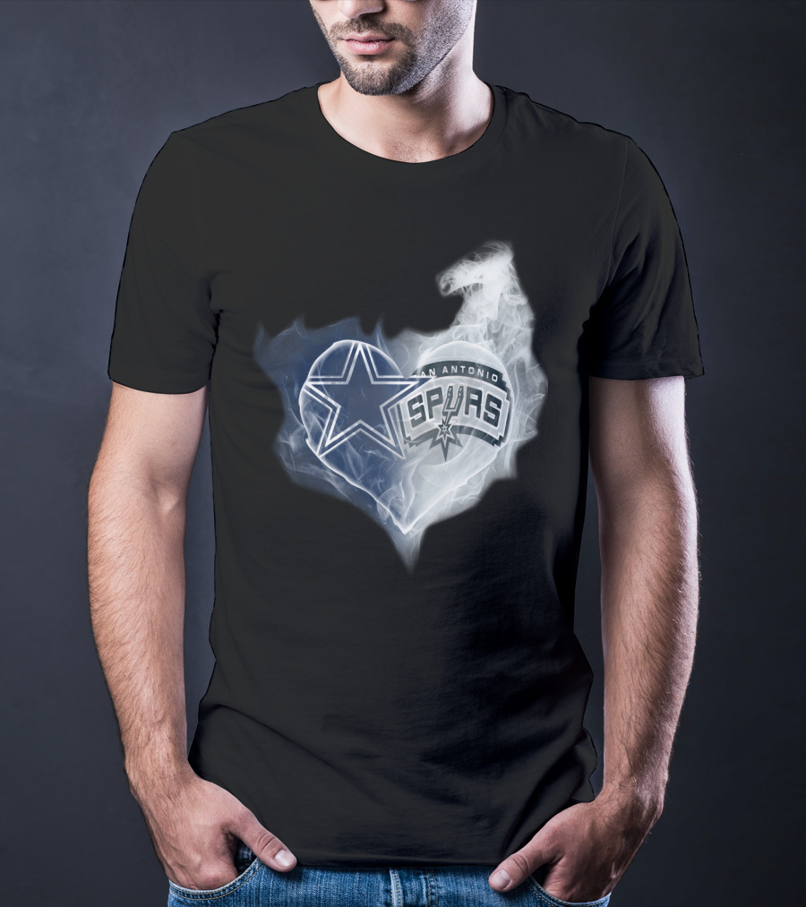 Cowboys San Antonio Spurs Heart Smoke T-Shirt