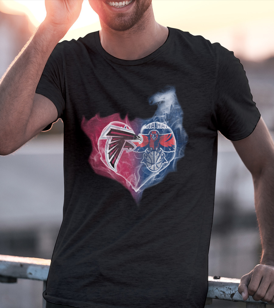 Falcons Atlanta Hawks Heart Logo Fusion T-Shirt