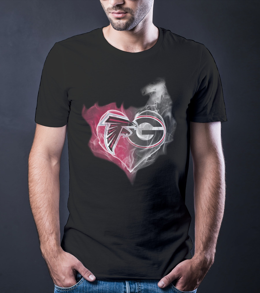 Atlanta Falcons Georgia Bulldogs Heart Smoke T-Shirt