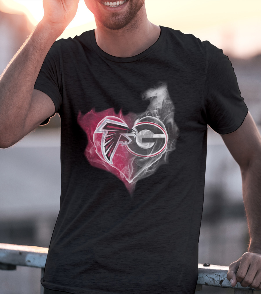Atlanta Falcons Georgia Bulldogs Heart Smoke T-Shirt