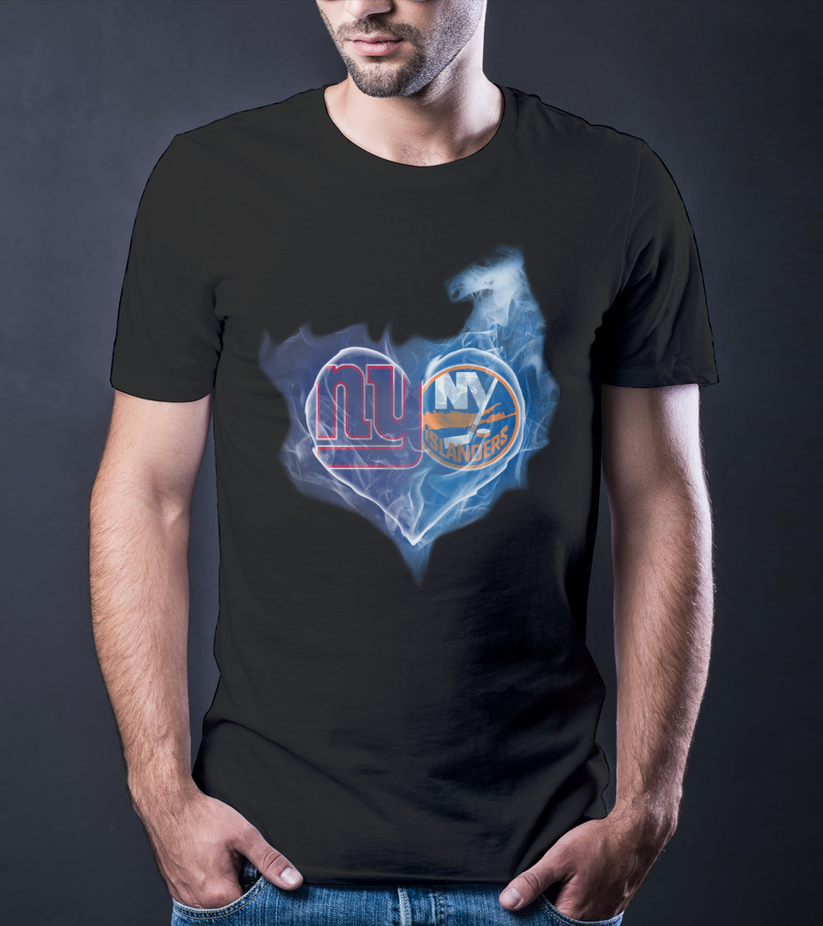 NY Giants Islanders Heart Smoke T-Shirt