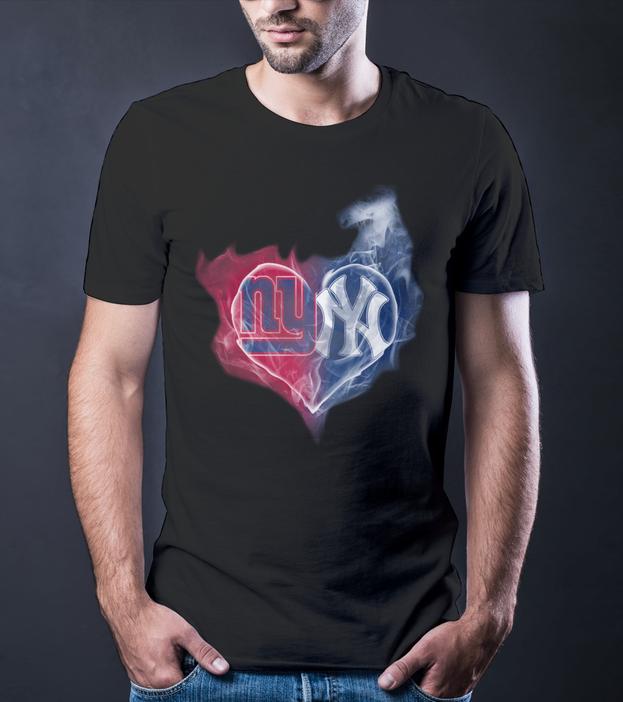 NY Giants NY Yankees Heart Smoke T-Shirt
