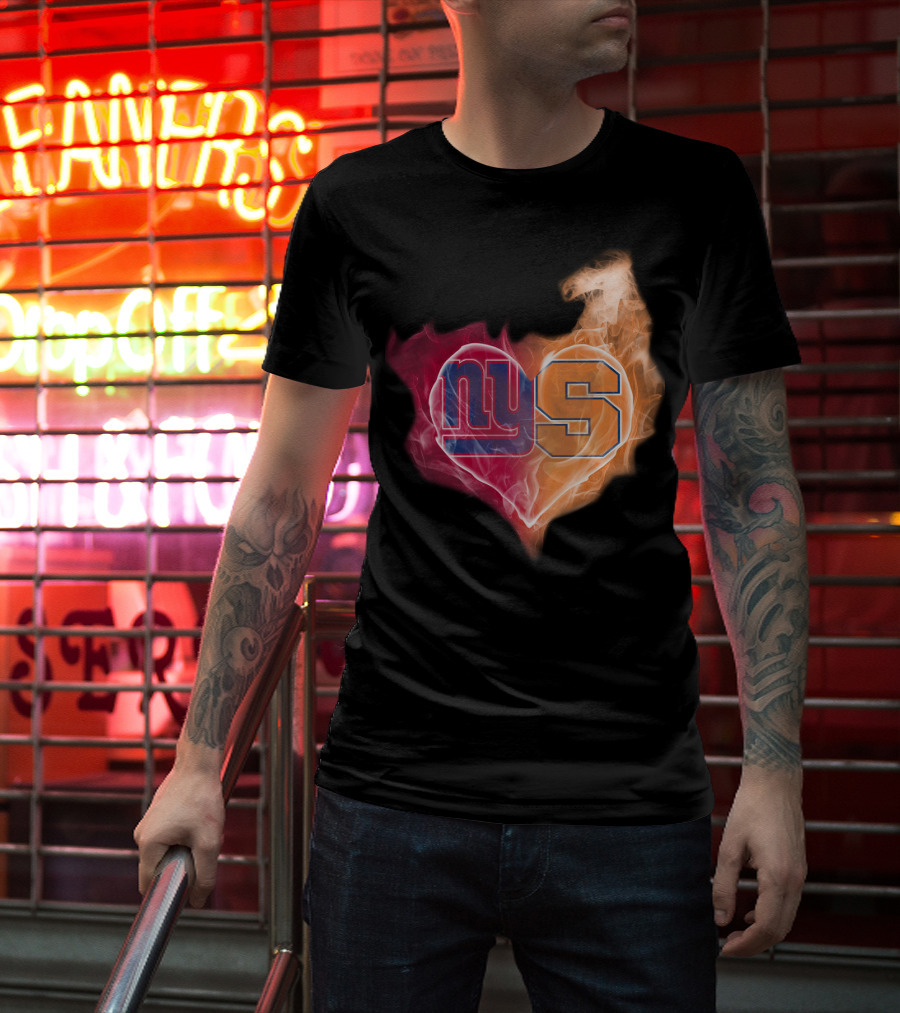 New York Giants Syracuse Orange Ny Heart Flame T-Shirt