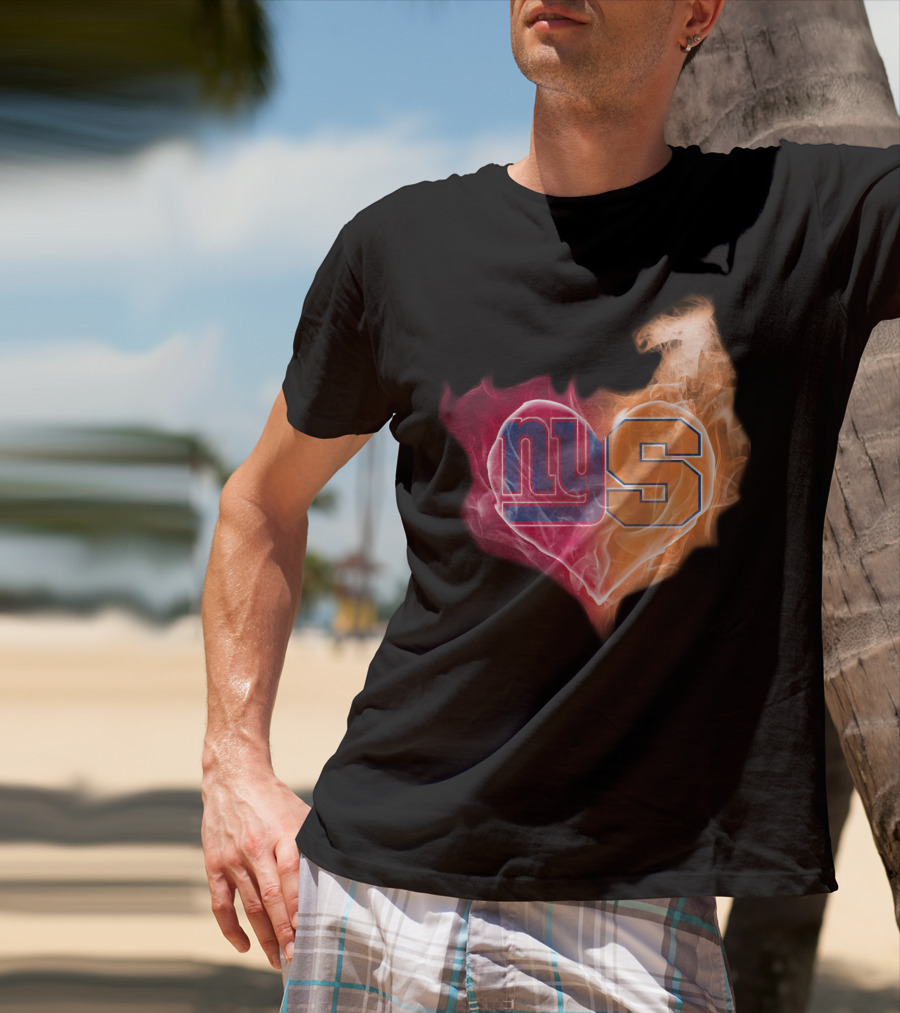 New York Giants Syracuse Orange Ny Heart Flame T-Shirt