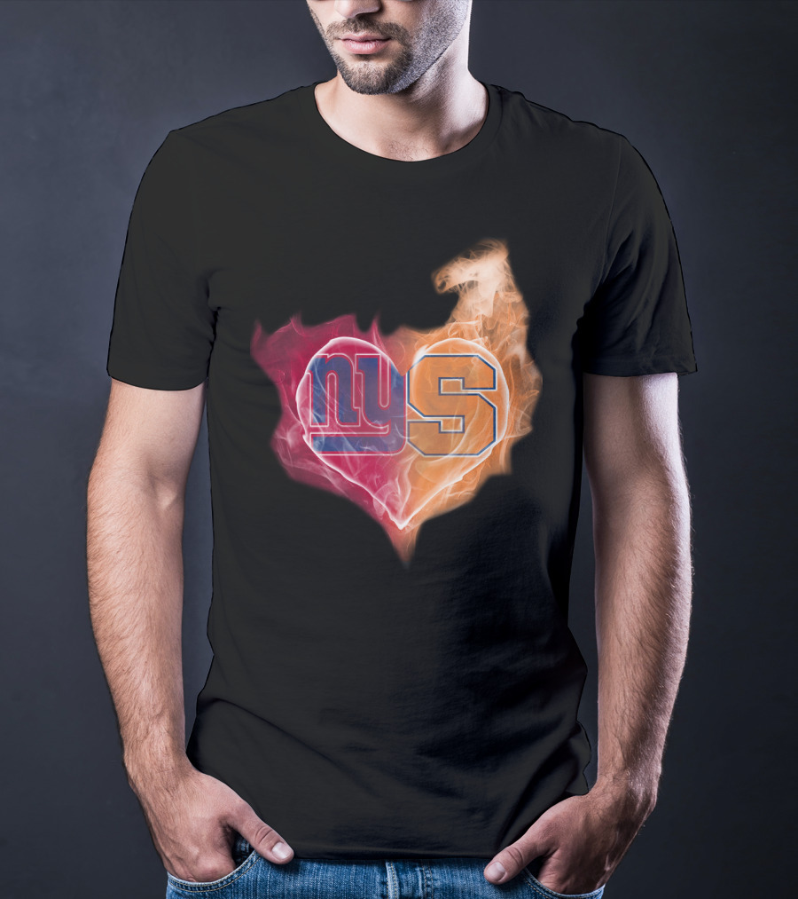 New York Giants Syracuse Orange Ny Heart Flame T-Shirt