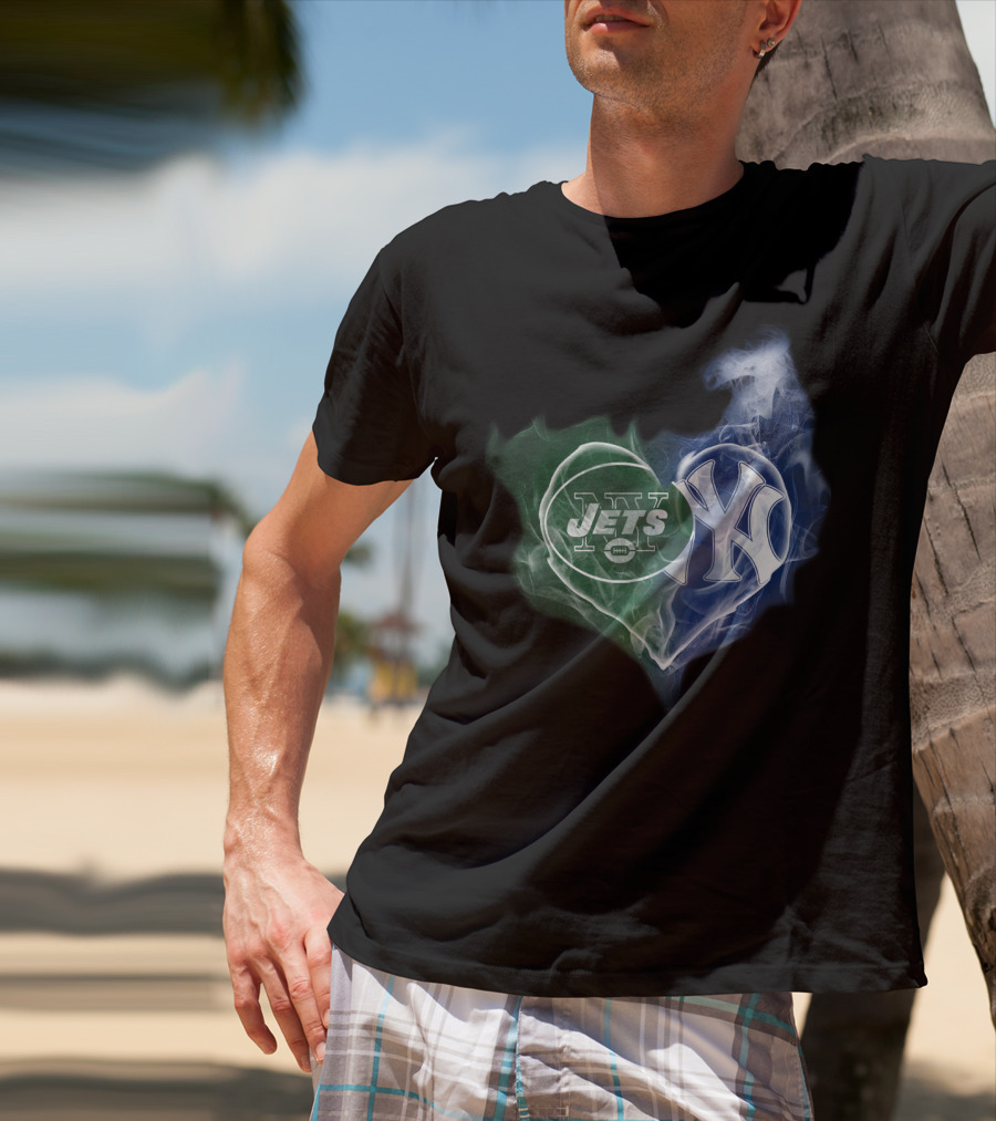 Jets Yankees Heart Smoke T-Shirt