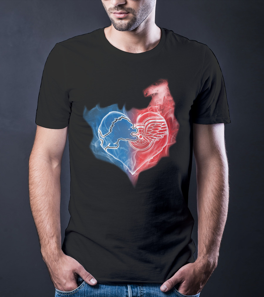 Detroit Lions Red Wings Heart T-Shirt