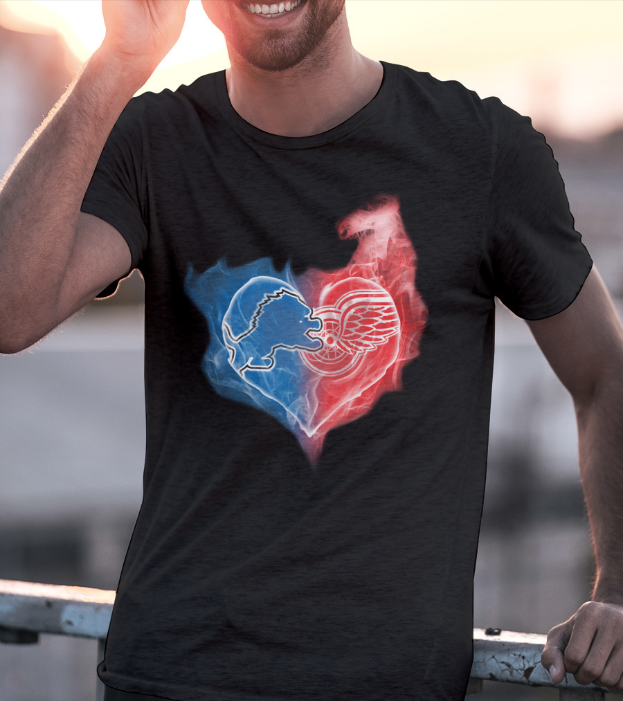 Detroit Lions Red Wings Heart T-Shirt