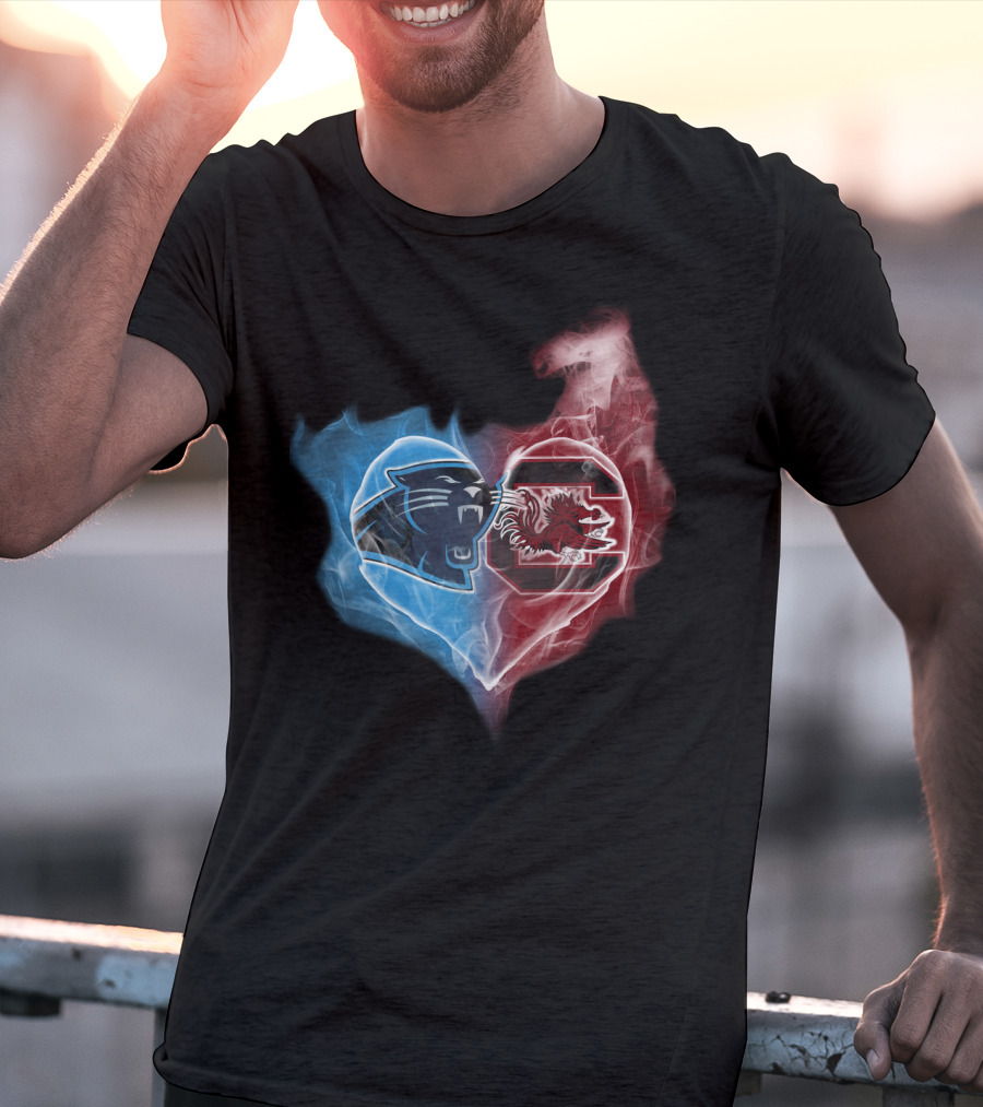 Panthers South Carolina Gamecocks Heart Icon T-Shirt