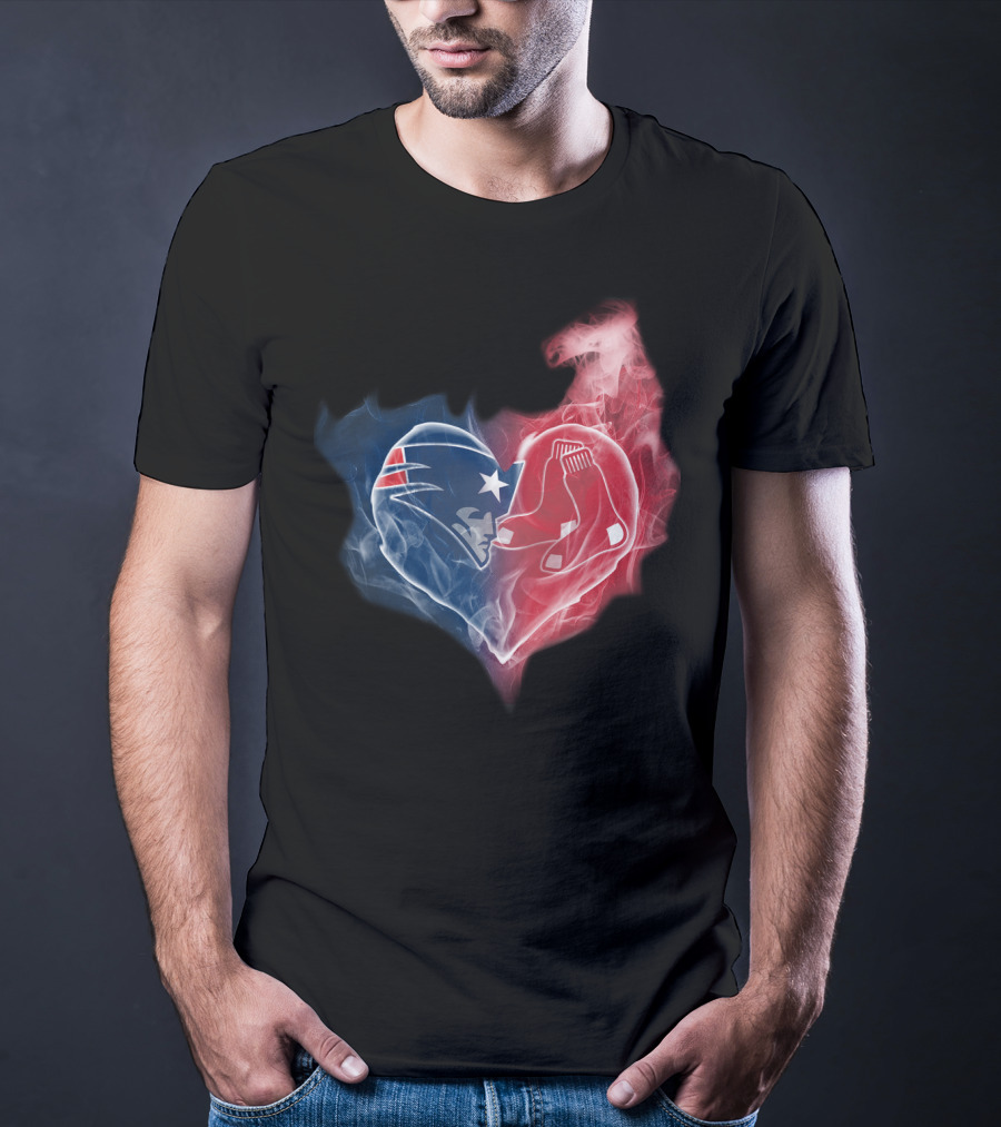 Patriots And Boston Red Sox Heart Symbol Fusion T-Shirt