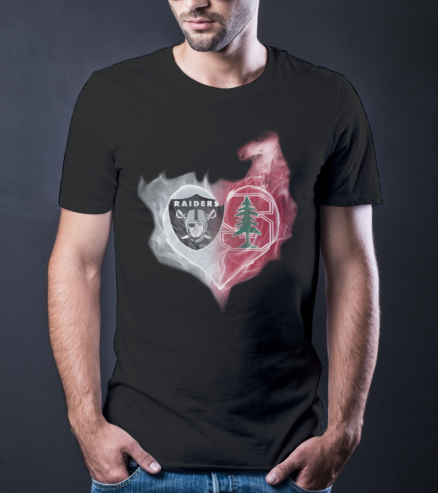 Raiders Stanford Cardinal Heart Emblem Fusion T-Shirt