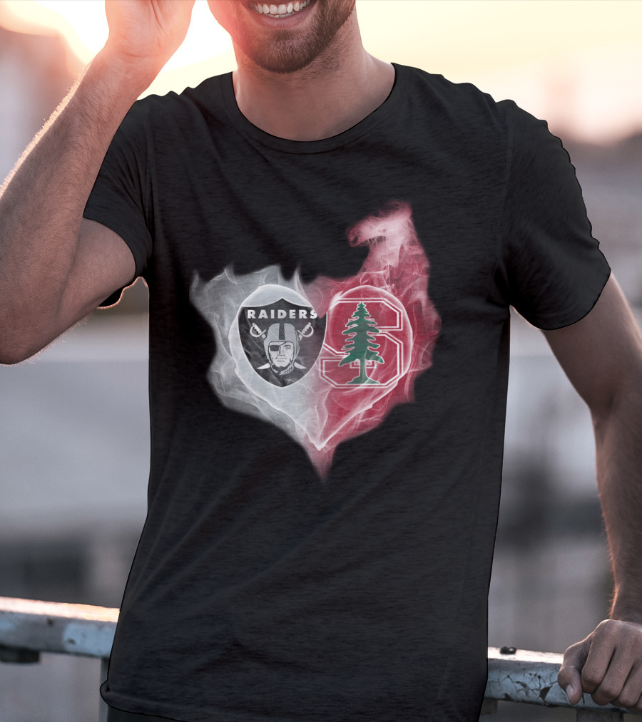Raiders Stanford Cardinal Heart Emblem Fusion T-Shirt