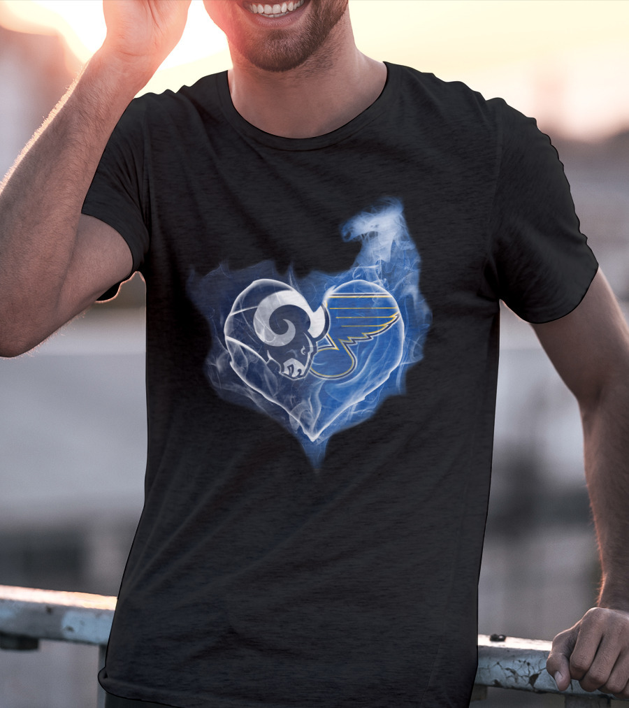Rams St Louis Blues Heart Smoke Fusion T-Shirt