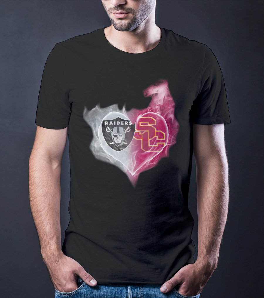Raiders USC Trojans Heart Logo Fusion T-Shirt