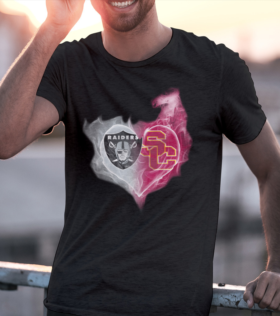 Raiders USC Trojans Heart Logo Fusion T-Shirt