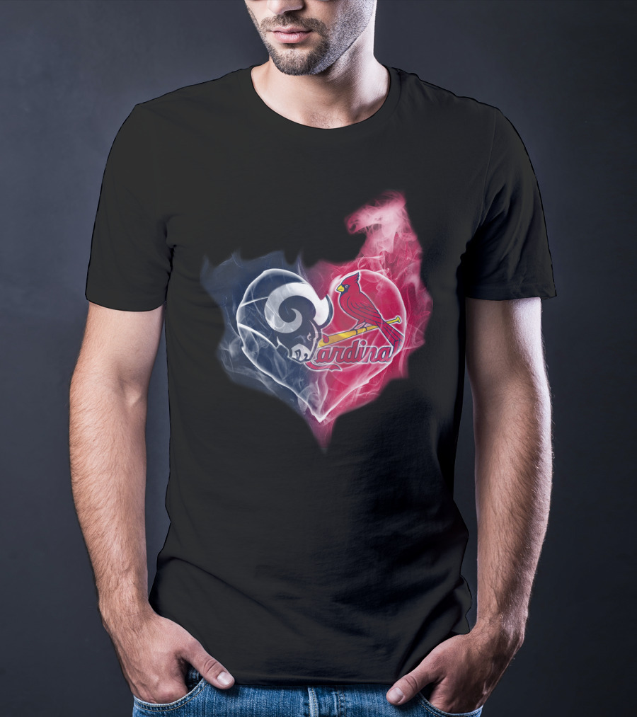 Rams Cardinals Heart Logo Smoke T-Shirt