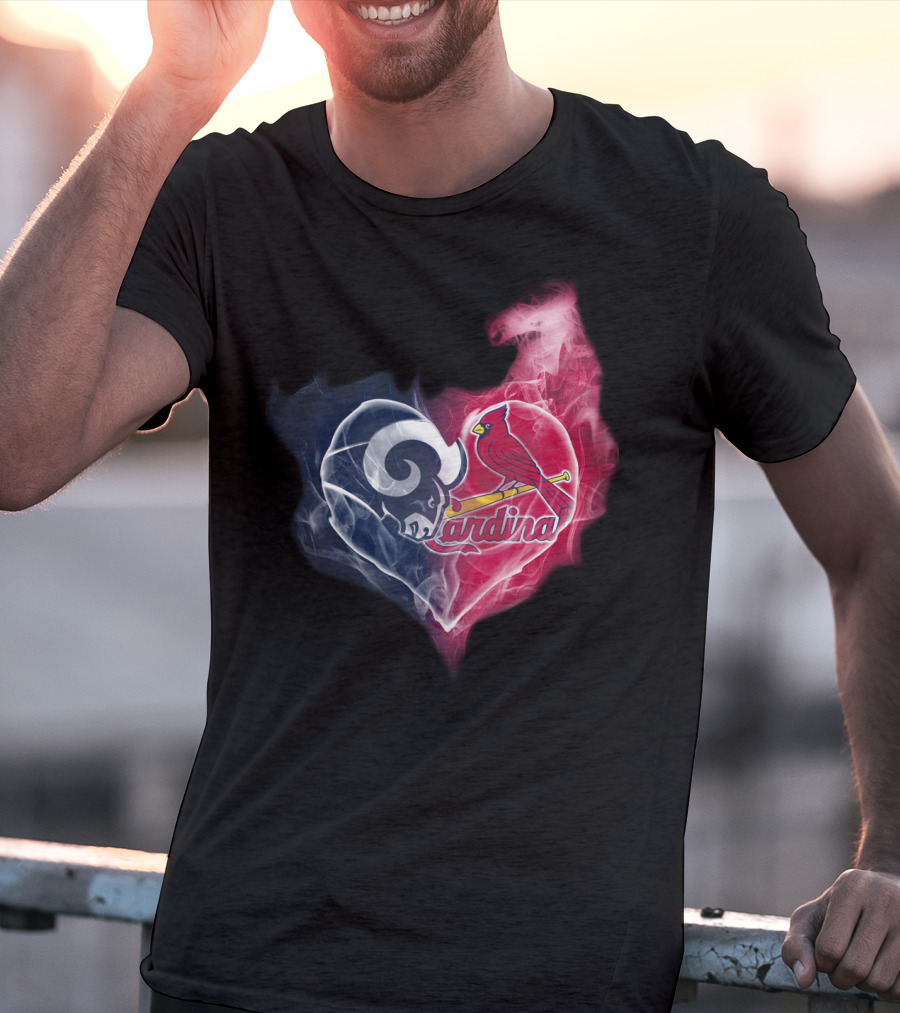Rams Cardinals Heart Logo Smoke T-Shirt