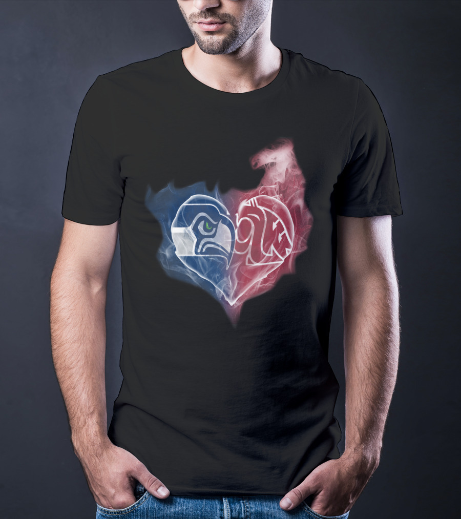 Seahawks Washington State Cougars Heart Logo Fusion T-Shirt