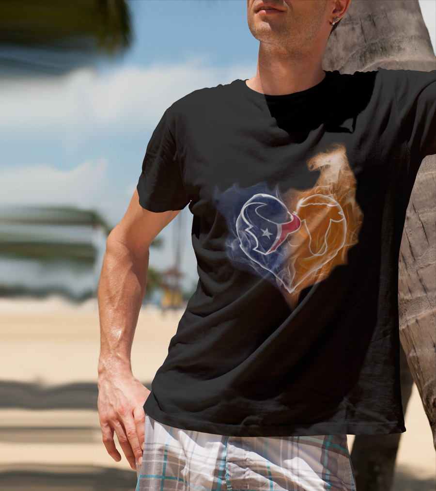 Texans Texas Longhorns Heart Flame NFL College Football T-Shirt