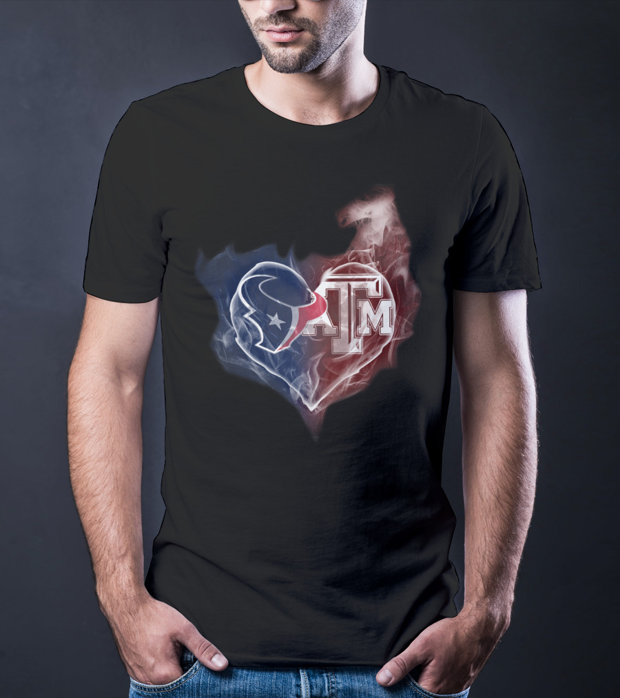 Texans Heart Texas A&M Aggies Logo Fusion T-Shirt