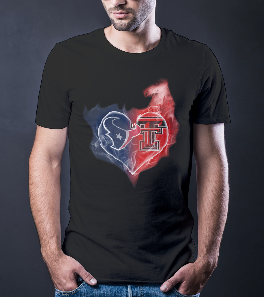 Texas Tech Red Raiders Houston Texans Heart T-Shirt