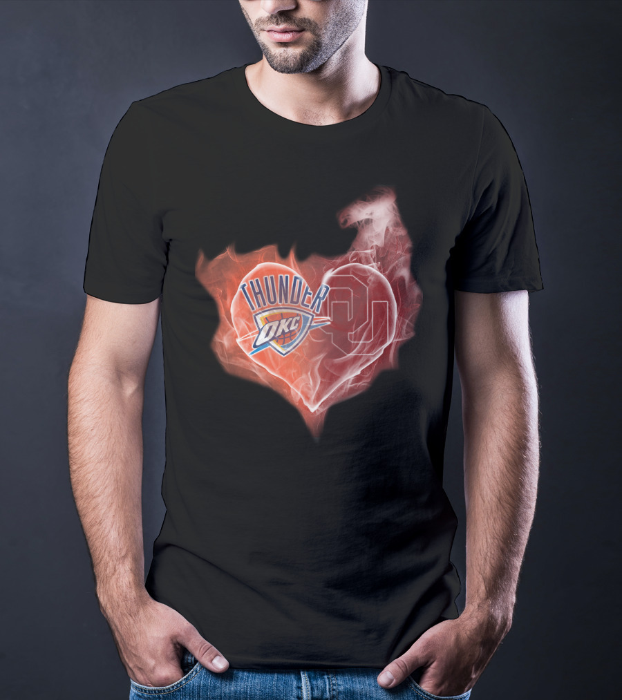 Thunder OKC Heart Oklahoma Sooners OU T-Shirt