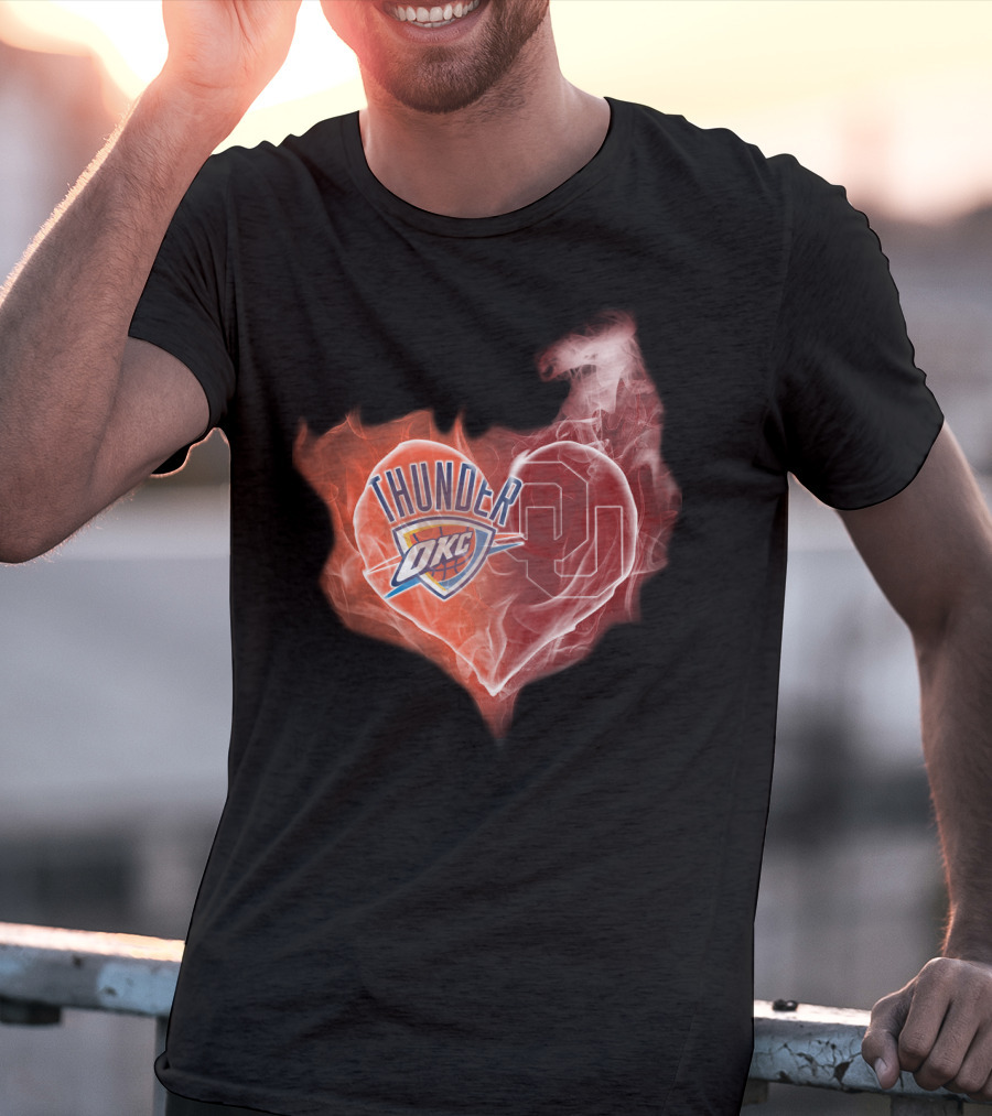 Thunder OKC Heart Oklahoma Sooners OU T-Shirt