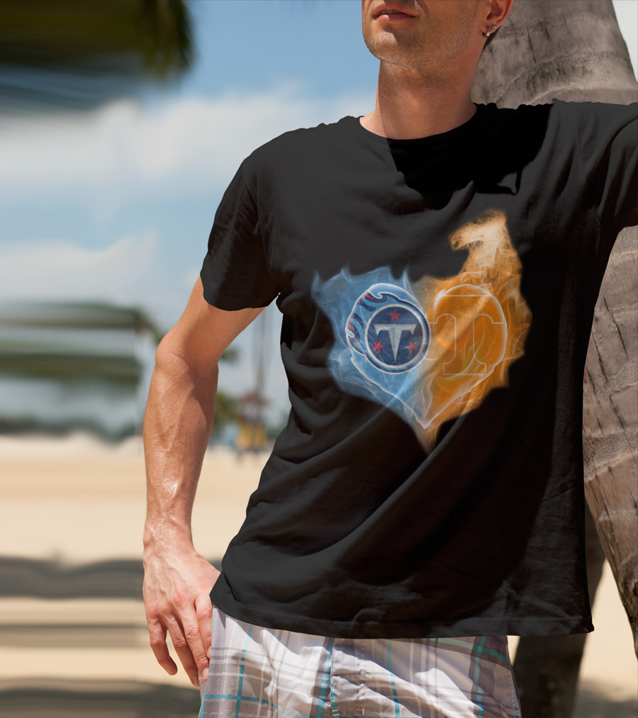 Tennessee Titans Volunteers Flaming Heart Emblem T-Shirt