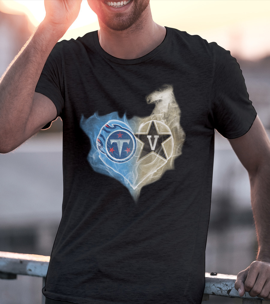 Tennessee Titans Vanderbilt Commodores Smoke Heart Fusion T-Shirt