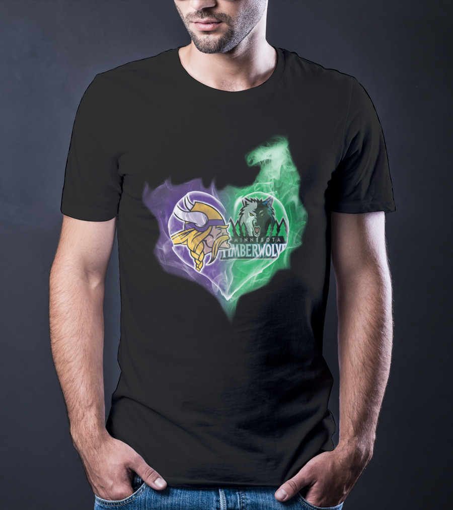 Vikings Minnesota Timberwolves Heart Logo Fusion T-Shirt